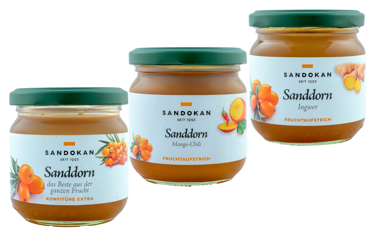 3er-Sparset Sanddorn-Konfitüre & -Fruchtaufstrich