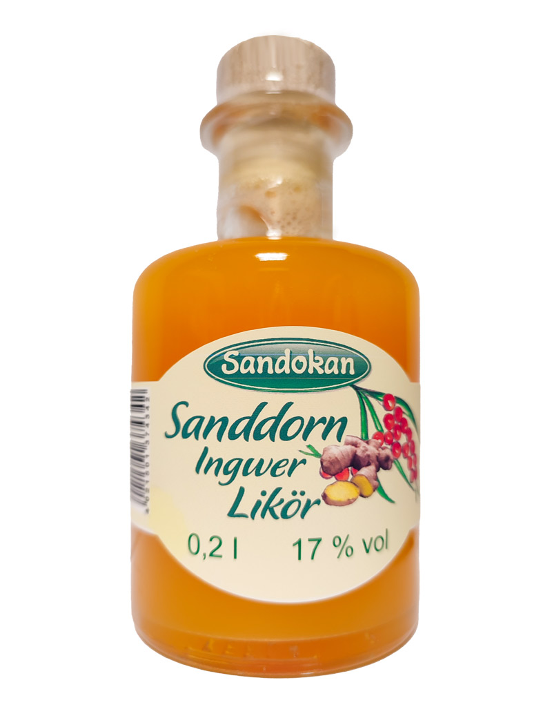 Sparangebot: Sanddorn-Ingwer-Likör - fruchtig, feurig, lecker 0,2 l Flasche "Chagall"