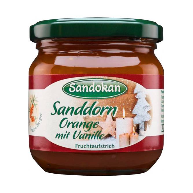 Fruchtaufstrich Sanddorn-Orange mit Vanille 225 g