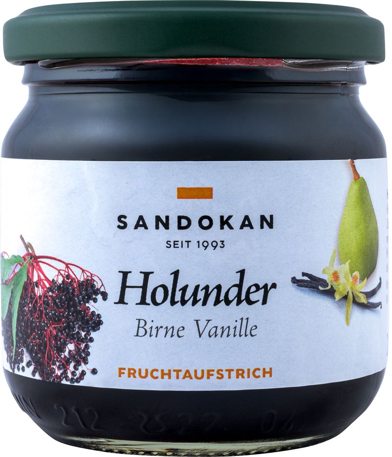 Fruchtaufstrich Holunder-Birne mit Vanille 225 g